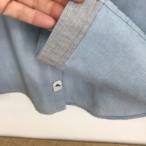 Tommy Bahama Jeans Men’s Island Modern Fit Lightweight Chambray Shirt - Picture 6 of 7